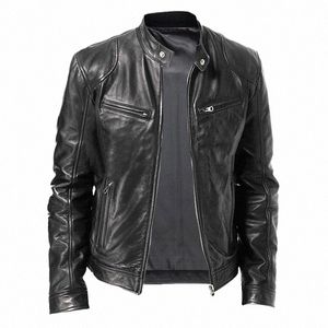 2023 Spring Casual Motorcycle Mens PU Jacket Biker Leather Coats Windbreaker Leather Jacket Men Leather Jackets Slim Clothing c4tm#