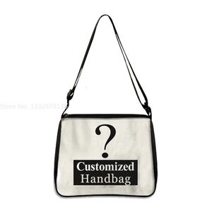 Personalize o nome da imagem na lona personalizada bolsas femininas bolsa de ombro senhoras axilas saco de compras 240322