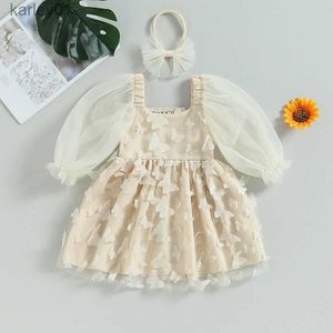 Girl's Dresses ma baby 1-5Y Toddler Infant Kid Baby Girls Dress Puff Sleeve butterfly Tulle Tutu Dresses For Girls Birthday Party D06 yq240327