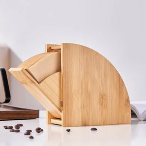 Coffee Filter Paper Holder Storage Box Wood Dust-proof Filter Paper Rack Stand Home Cafe Making Coffee Accessories Coffeware 240313