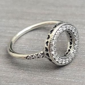 Autentisk Sterling Silver Jewel Jewelry Hearts of Halo Clear CZ för designerringar för kvinnor 191039CZ Fashion Jewelry