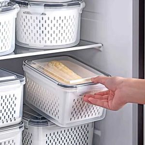 Storage Bottles Jars Refrigerator Storage Box Fridge Organizer Fresh Vegetable Fruit Boxes Drain Basket Storage Containers Pantry Kitchen Organizer 240327