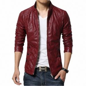 mens Leather Jacket Coat 2022 New Stand Collar Solid Color Casual Motorcycle Leather Jacket High Quality Fi Mens Clothing x3Pm#