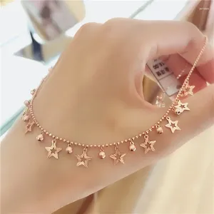 Pendants Shining Star Ball Beads Chains Necklace For Woman Wedding Engagement High-grade Plated 14K Rose Gold Jewelry