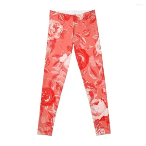 Aktive Hose Living Coral Vintage Rosen Blumenmuster Leggings Sport für Fitnessstudio Sportbekleidung Fitnesskleidung Damen