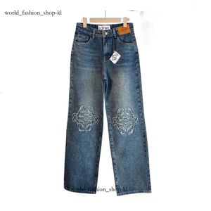 Lowe Jeans Neue bestickte Pelzkante, weite Beinhose, hohe Taille, schmale, vielseitige Hose, waschbare Jeans 185 Loewve Jeans