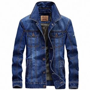 Giacca da uomo in denim militare primavera Fi Giacca da jeans militare Marchio di alta qualità maschile Bomber invernale Capispalla Cappotti Plus Size 4XL z9ZS #