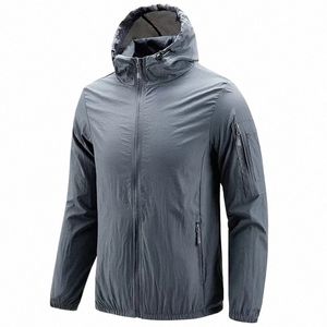 quick Dry Hooded Men Summer Cam Hiking Fishing Sun Protecti Skin Thin Jacket Coats Outwear Sports Jogging Running Clothing x9uf#