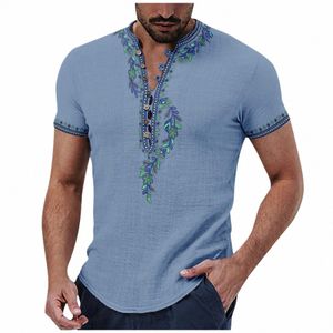 summer Male Shirts Short Sleeve Social Shirt For Men Casual Blouses Soild Cott Linen Formal Shirt Top Men Clothing Streetwear M6Hy#
