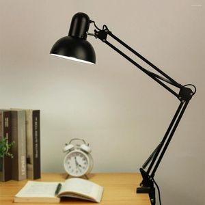 Bordslampor Swing Arm With Clamp Office Working Architect Led Study Light Folding Clip Desk Lamp för skrivbord Läsrum