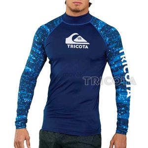 Homens Swimwear Homens Surf Swimwear Rash Guards Manga Longa T-shirt Praia Proteção UV Mergulho Maiô Esportes Aquáticos Barco Boxe Wear Tops 24327