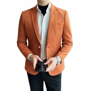 Yeni Fi Suit Ceket Erkekler İnce Fit Deerskin Veet Zarif Lüks Blazer Ceket Bussin Sıradan Düğün Artı Boyut Takım 4xl-S 17hv#