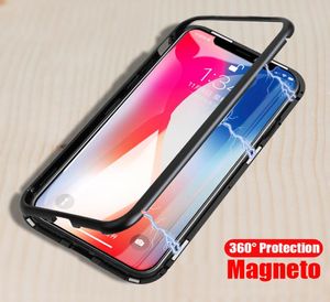 Magnetisk adsorption Telefonfodral för iPhone 11 Pro Max XS XR Hempered Glass Magnet Flip Cover för 8 Plus 6 6S3682308