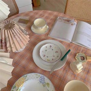 2024 Bomullslinne Plaid Hotel Picknickbord Rektangulärt cirkulärt bord täcker hem bröllop matsalduk