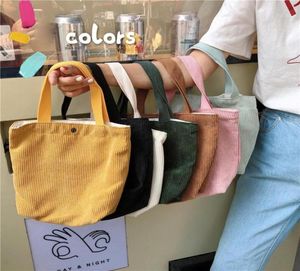 Portable Corduroy Meal Bento Tote Lunch Bag Thermal Isolated Lunch Box Tote Cooler Handbag Picnic Camping Pouch Lady Handbag3746688