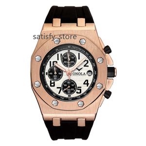 ONOLA 6806 Top Brand Men Quartz Sports Watch Silicone Week Display Cronógrafo Relógios Relógio de mão para homem