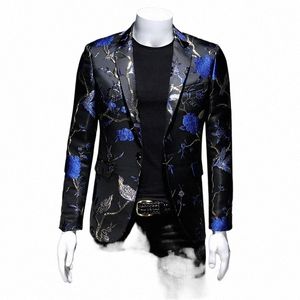 new Vintage Luxury Jacquard Blazers Men 2022 New Fr Slim Fit Blazer Jacket Hommes Wedding Club Party Dr Singers Costumes X4qR#