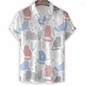Męskie koszule kreskówka 3D Birds ptaki Hawajskie Koszula Mężczyźni Letnie zwierzęcy malarstwo krótkie koszulki z krótkim rękawem Tops Street Street Lapel Bluzka