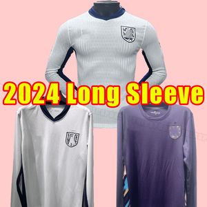 Lång ärm 2024 2025 Kane Sterling Soccer Jerseys 24 25 Rashford Sancho Grealish Mount Saka Football Shirt Men Englands Foden Uniforms Home Away Sats