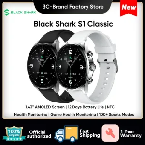 Watches Black Shark S1 Classic Smartwatch 1.43'' AMOLED Screen Health Monitoring Fitness Watch 12 Days Battery Life Wireless Charging