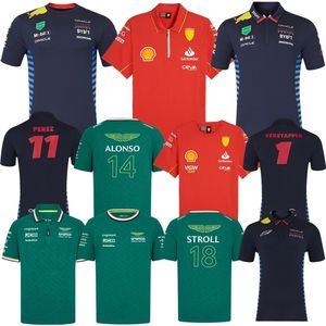 2024フォーミュラ1 F1ドライバーレースセット24 25最大VerstappenセットアップTシャツカジュアルストロールポロサマーカーモータースポーツフェルナンドフェラリスチームジャージーシャツ