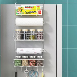 Racks Kitchen Refrigerator Shelf Organizer Hanging Fridge Side Storage Racks Kitchen Wall Shelf Spice Organizers Paper Towel Holder