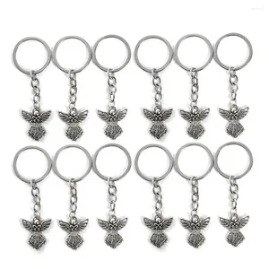 Party Decoration 30Pcs Silver Color Guardian Angel Key Ring Zinc Alloy Pendant Wedding Birthday Baby Shower Baptism Communion