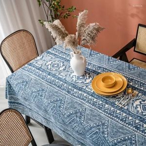 Toalha de mesa Triângulo Geométrico Azul Impresso Algodão e Linho Retangular Jantar Capa de Café