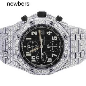 Diamonds AP Watch Apf Factory Vvs Iced Out Moissanite Can past Test Luxury Audemar Pigue Swiss Movement Mens 42mm Epic Royal Oak Offshore chronograph Black dialTD94