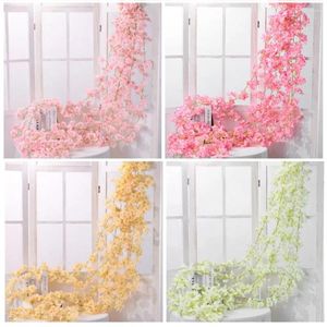 Decorative Flowers 1.8M Artificial Cherry Rattan Beautiful Plastic Pink Blossoms Garland Home Decor Wedding