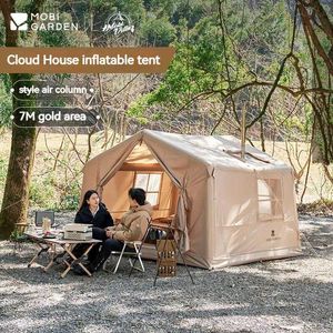 Zelte und Unterstände Mobi Garde Outdoor Camping Aufblasbares Zelt 3-4 Personen Zelt 7 Großer Raum 600D Oxford Tuch Wasserdichtes Luftsäulenzelt mit Kamin24327