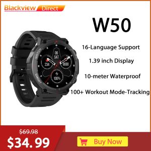 Saatler Blackview W50 Akıllı Saat Bluetooth IP86 Su Geçirmez Touch Fitness Tracker Akıllı İzleme Fitness İzleme Android iOS