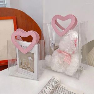 Gift Wrap Transparent Bags Waterproof PVC Packaging Box With Handle Clear Shopping Handbag Valentine's Day Wedding Party Favors