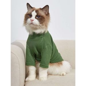 Camiseta de cor sólida fina colete de cachorro moletom para cães pequenos gatos outono e inverno suéter roupas para animais de estimação