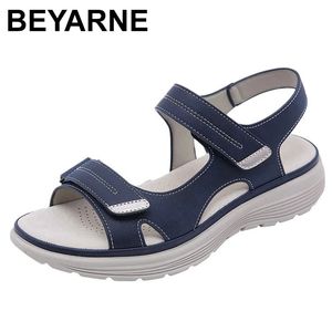 BEYARNE WOMEN SUMMERウェッジノンスリップビーチオープントゥーバスサンダルスポーツスタイルシューズ240318