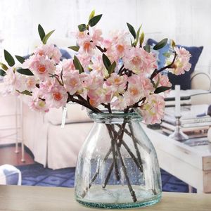 Decorative Flowers Pink Artificial Cherry Blossom Branch Wedding Hall Pography Flower Arrangement Home Study Garden Twig Decoration