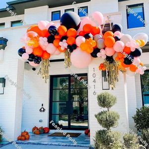 Dekoracja imprezowa 135pcs Matte Orange Black Natural Sand Balloon Zestaw Garland Pink Baby Shower Ujawnienie Urodziny Halloween