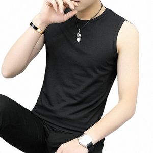 tank Top Summer 2023 Fi Brand Men'S O-Neck Slim Fit Tank Tops Male Sleevel V-Neck Vest Tees Fitn Men q0wx#