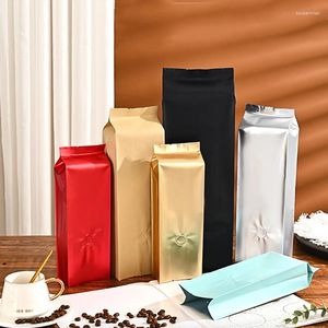 Förvaringspåsar 25st Open Top Aluminium Foil Concertina med ventilmutterpulvergåvor Värmtätning Tea kaffebönor Packaging Pouches