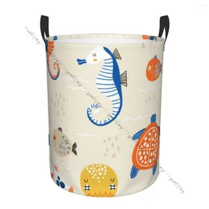 Laundry Bags Dirty Basket Foldable Organizer Cute Sea Animals Pattern Clothes Hamper Home Storage