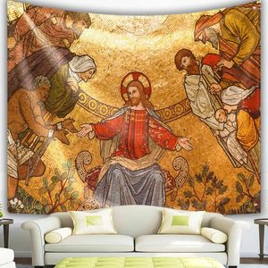 Gobeliny szopka scena gobelin chrześcijańska sztuka Chrystus Jezus Home Decoration Wall wiszący do sypialni salonu