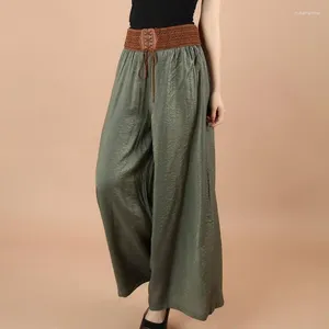女性用パンツ女性ワイドレッグサマーハイウエスト特大の韓国ファッション薄いズボンカジュアルルーズラジュクベルト衣類