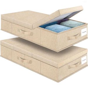 Storage Bags Underbed Containers Bin W/ Lids (Set Of 2) Large Under Bed Organizer Box Handle Foldable The