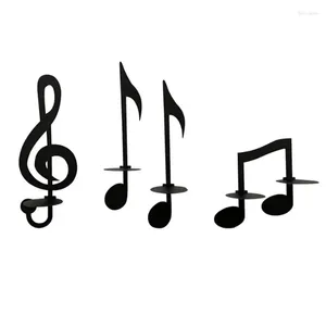 Candle Holders Music Note Wall Decor 4 Pcs Iron For Living Room Candlestick Store Yard Patio Musical