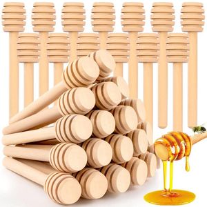 Spoons Kitchen Tools Wooden Honey Dipper 50Pcs Stick Coffee Milk Tea Jam Dessert Stirrer