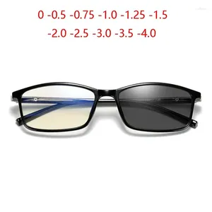 Okulary przeciwsłoneczne 0 -0,5 -0,75 -1,0 do -4,0 Słońce Pochromic Gray Square Okulary Diopter Tr90 Chameleon krótkie widok