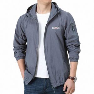 Cienka kurtka mężczyźni Summer na świeżym powietrzu Szybki sucha kurtka ochrony słońca mężczyźni kobiety z kapturem odzież wierzchnia sport Ultra Light Jackets S1tj#