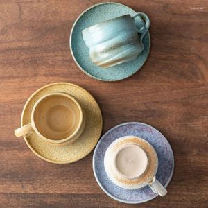 Cups Saucers 260ml Ceramic Coffee Cup And Dish Set High Aesthetic Creative Retro Mug Kiln Transformation Shop Afternoon Flower Tea