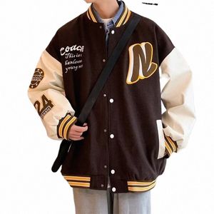 new Autumn and Winter Men's Round Neck Loose Jacket Thickened Jacket Baseball Uniform Trendy Men Multi-color Jackets Couple Coat E0Qt#