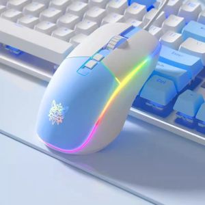 Mice New ONIKUMA CW916 White Pink Wired Gaming Office Mouse 7key 6speed DPI Adjustment RGB Luminous Girl Computer Mouse